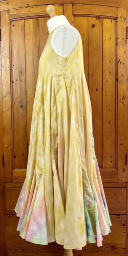 RHODE RESORT pastel tie dye flare dress Indian cotton arty boho S 10 12 - Picture 3 of 7