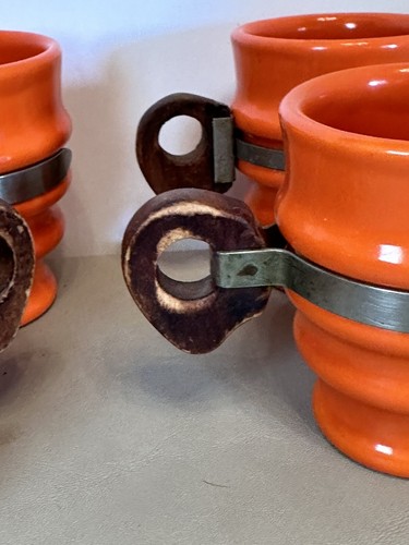 MCM Metlox Poppytrail Tazzine da Caffè/Tè in Ceramica Uranio Arancione con Manici Set di 8 - Foto 8 di 11