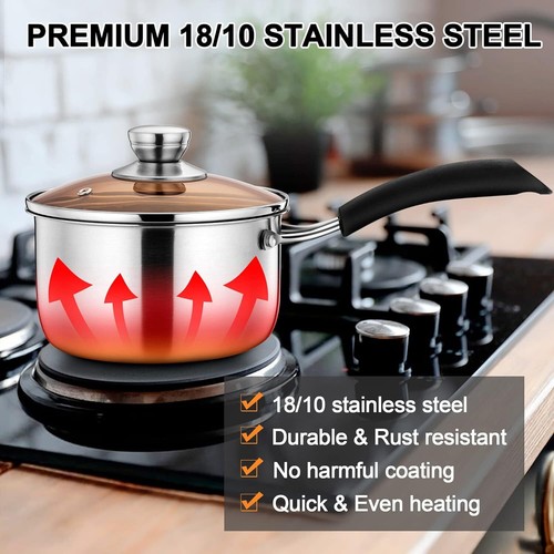 2 Quart Stainless Steel Cooking Pot With Lid Nonstick Healthy Durable Design - Bild 3 von 7