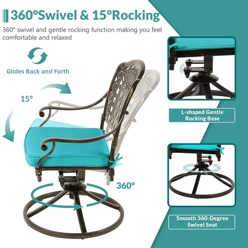 9 PCS Outdoor Dining Set 8 Retro Swivel Patio Chairs & Rectangular Dining Table - Picture 28 of 33