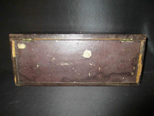 ancienne boîte à gants en bois et marqueterie de laiton Napoléon III XIX ème - Picture 7 of 7