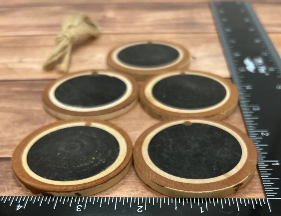 Round Wooden Chalkboard Tags With Jute Twine - 2.5" Diameter - Set Of 5 - Image 2 of 3