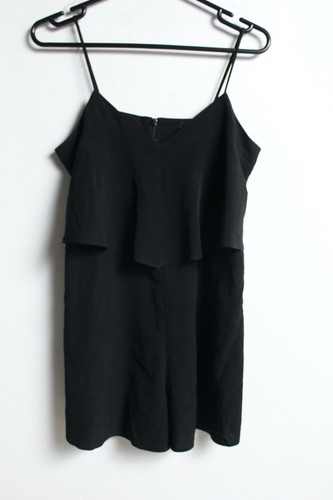 River Island Damen Chiffon String Träger Playsuit - schwarz - Größe 8 (g17)
