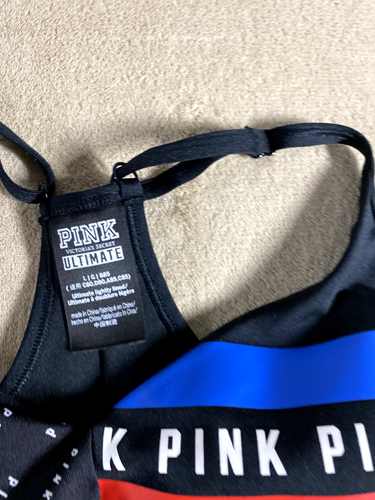 PINK Victoria's Secret Sport BH Ultimate Schwarz LOGO Racerback LARGE - Bild 9 von 13