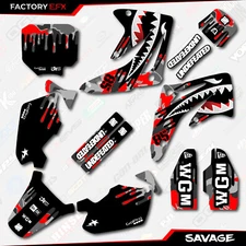 Gray & Red Savage Racing Graphics Kit fits Honda Cr85 03-07 CR 85 2003-2007