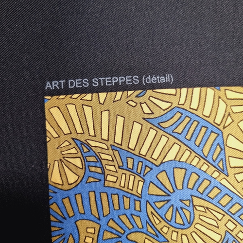RARO VINTAGE HERMES Bufanda de Seda "Detalle Art des Stepes" Carre 90 por Annie Faivre - Imagen 10 de 14