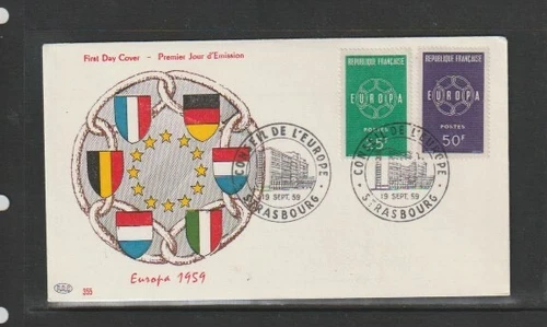 France 1959 SG1440-1 2v FDC (Strasbourg)-Europa No:355