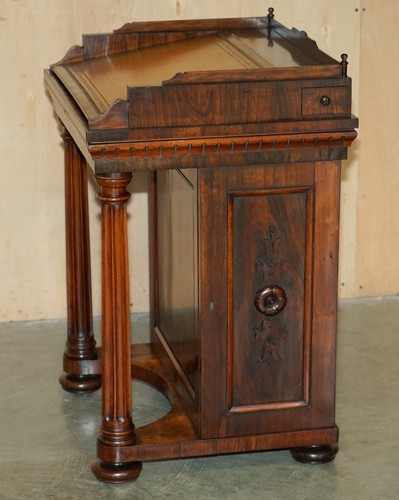ANTIQUE ORIGINAL REGENCY CIRCA 1810-1820 ROSEWOOD BROWN LEATHER DAVENPORT DESK - Picture 11 of 22