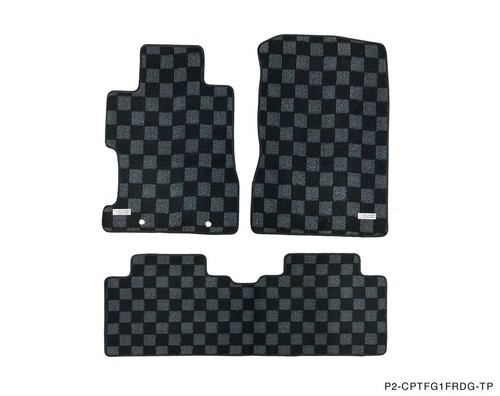 P2M F&R Checkered Flag Race Carpet Floor Mats for Honda Civic Coupe FG1 06-11 - Picture 1 of 3
