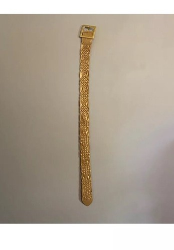 🥋 Cache Gold Leder geflochten breiter Gürtel 3x2,75 Schnalle 39,5 lang 2" breit - Bild 4 von 7