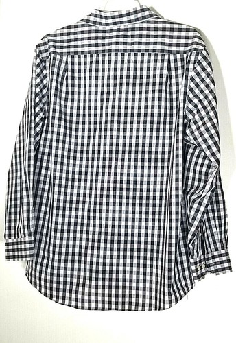 RYAN SEACREST GINGHAM PRINT MENS LONG SLEEVE BLACK PLAID CHECK SHIRT 18 34/35 2X - Picture 2 of 7