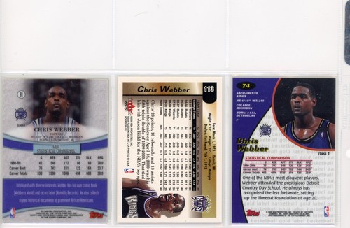 1999-00 Finest, Chris Webber, 3 Premium Insert, Ungraded, Free Ship, HOF! - Picture 2 of 2