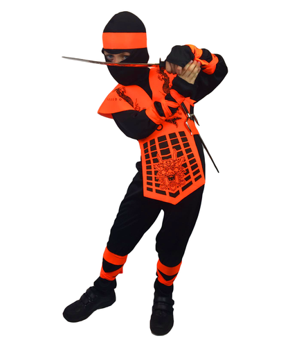 BOYS NEON POWER SAMURAI DRAGON NINJA COSTUME KIDS CHILD KOMBAT FANCY DRESS - Bild 7 von 8
