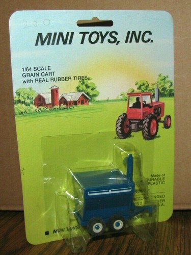 Mini Toys Inc #401 BLAU Kornwagen 1/64 Anbaugerät 1980er Jahre New Holland Ford Farbe