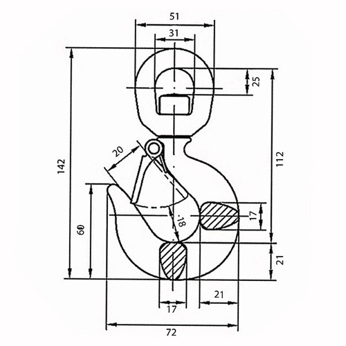 Wirbellasthaken 0,75 T ( 750 KG ) Ösenlasthaken Lasthaken Wirbelhaken - Bild 2 von 6