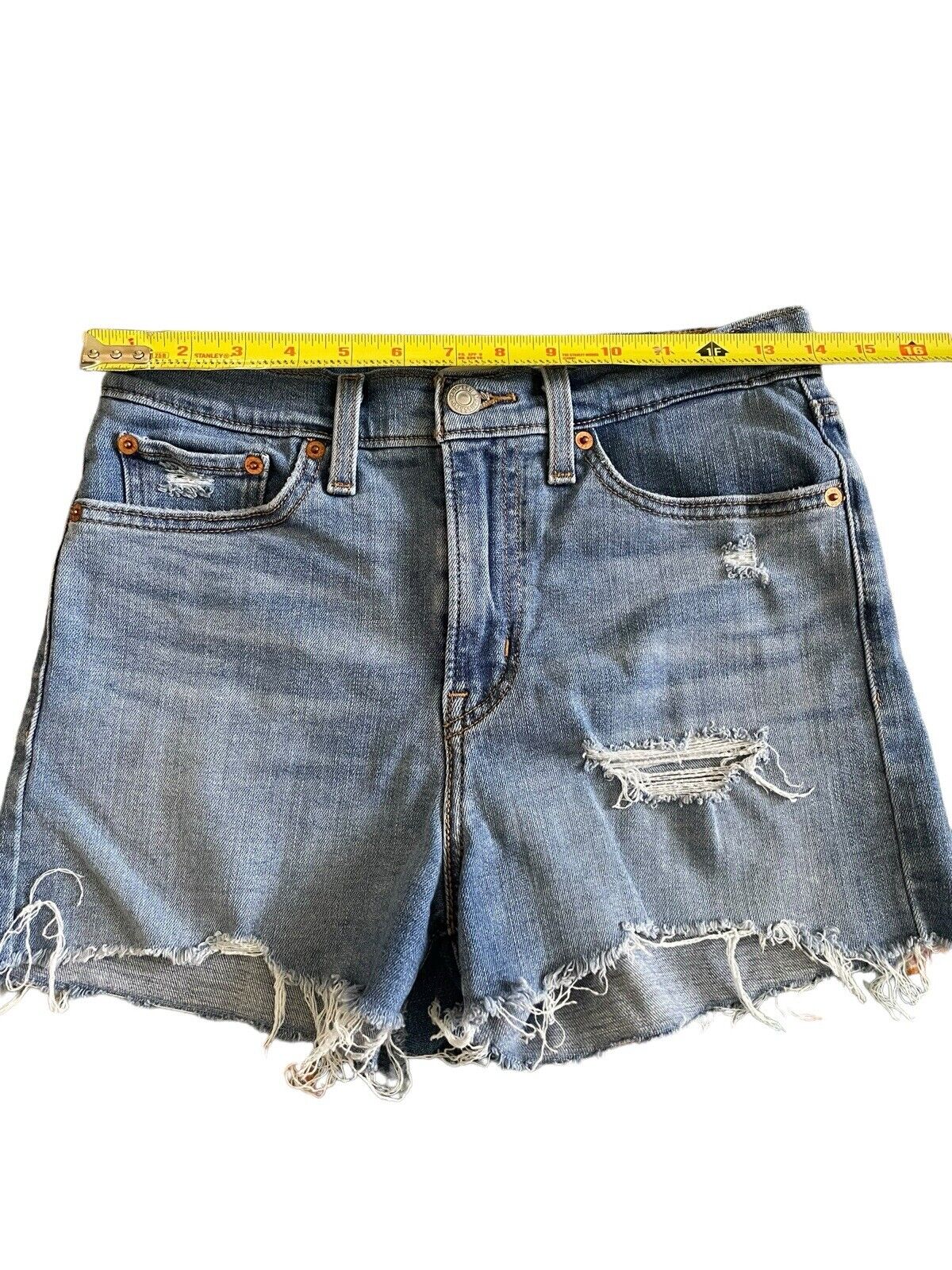 Levi's High Rise Shorts Distressed Blue Jean Cutoffs Size 28 x 2