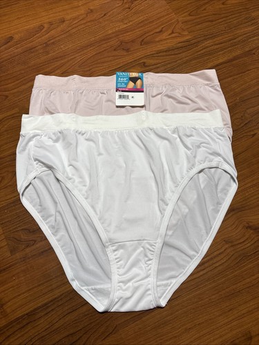Women 2Pk Radiant by Vanity Fair SOFT Hi-Cut Briefs Size 4XL/11 White & Pink NWT