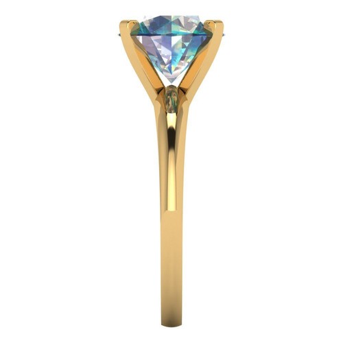 2.5Ct Round Cut Blue Moissanite Solitaire Engagement Ring, 14K Yellow Gold - Picture 11 of 11