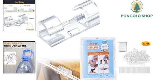 Premium Eco-Friendly Cable Holders - 50 Pcs Self-Adhesive Clips for Clean Spaces - Picture 2 of 8