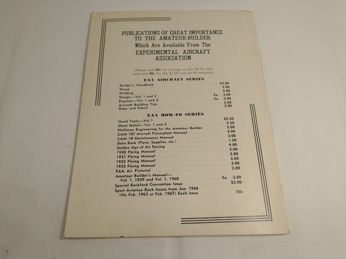 EAA’S Aircraft Builders Handbook Experimental Aircraft Association 1965 softcove - Foto 4 di 7