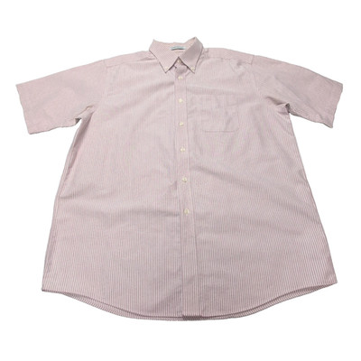 L.L Bean Shirt weiß-bordeaux gestreift Kurzarm Gr. L #67e