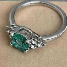Bluish-green Stone Ring/ Silver Tone/ Size 7 NEW w/o Tags