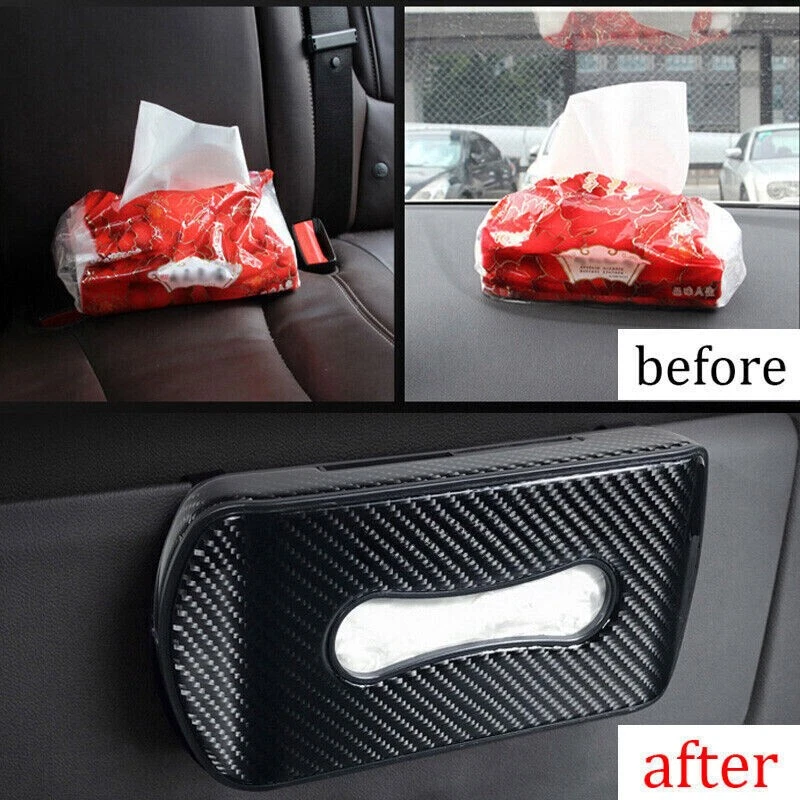 For Acura Integra Carbon Fiber Real Sun Visor Tissue Box Case Napkin Clip Holder Foto 2 de 4