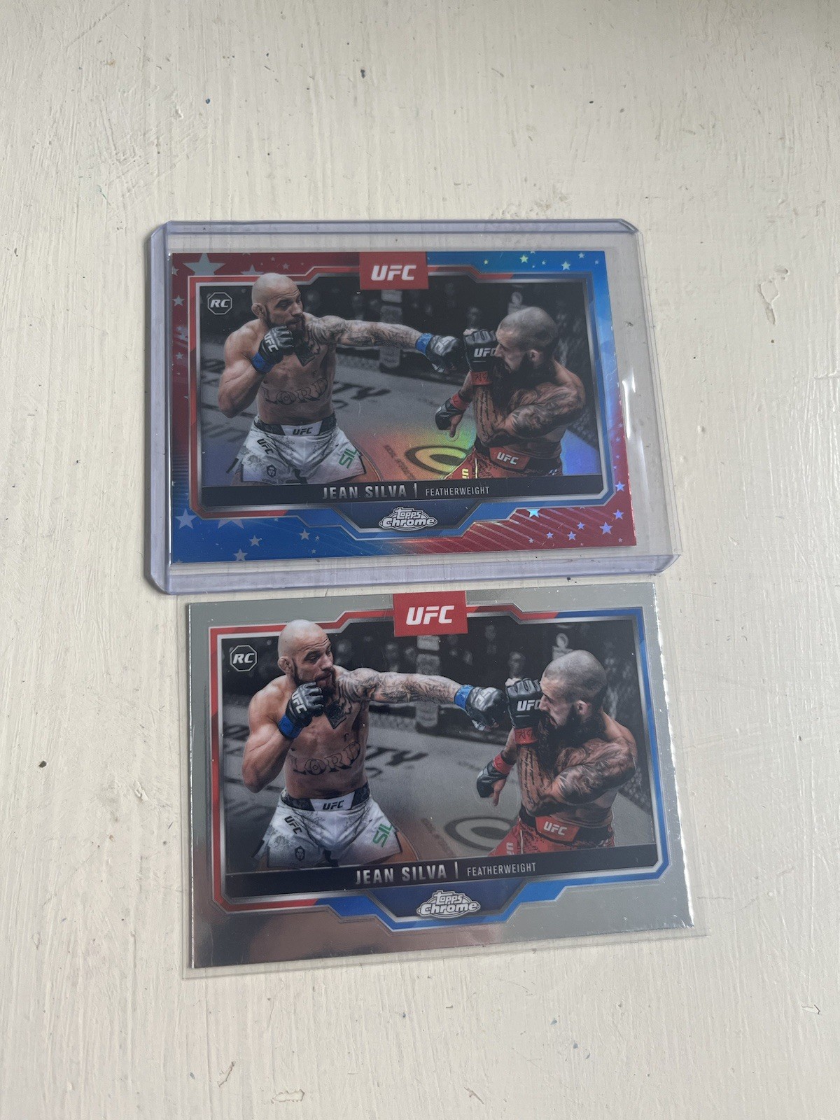 Jean Silva 2025 Topps Chrome UFC Rookie #56 Red Blue Refractor SP Hobby + Base