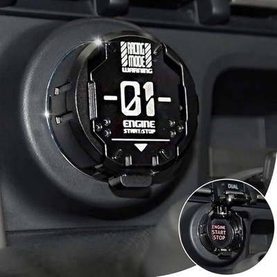 Tybasthe Push Start Button Cover, Metal Mecha Car Engine B-Mecha-Black 