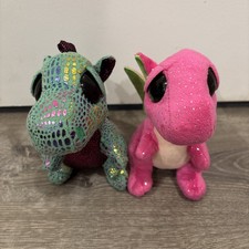TY Beanie Boos - CINDER the Green Dragon And Darla The Pink Dragon