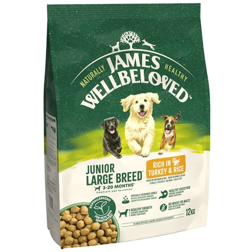 12kg James Wellbeloved Junior Large Breed Dry Dog Food Rich in Turkey & Rice - Picture 3 of 9