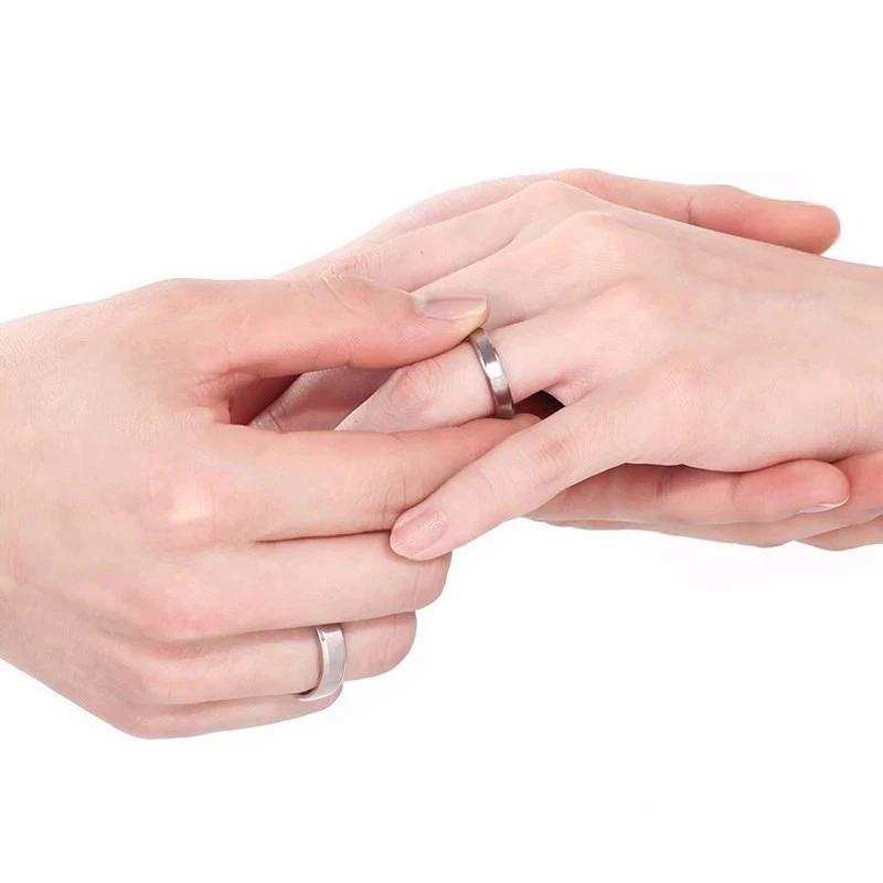 Anillo de titanio tono plata cepillado 4 mm 6 mm 8 mm boda compromiso hombres joyería Foto 4 de 4