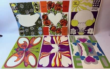 Vintage 1960's pop art fold-a-note stationary sheets, 6 designs total of 30