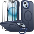 JAME na iPhone 15 Etui ze stojakiem, 2X [Ochraniacz ekranu ze szkła hartowanego][