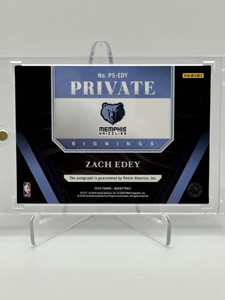 2024-25 Panini Zach Edey RC Firmas Privadas (de Noir) Holo En Tarjeta Autógrafo Foto 2 de 2