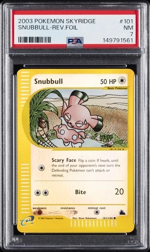 2003 POKEMON SKYRIDGE #101 SNUBBULL-REVERSE FOIL PSA 7