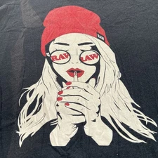 Raw Natural Rolling Papers Short Sleeve Black T-Shirt MEDIUM Smoking