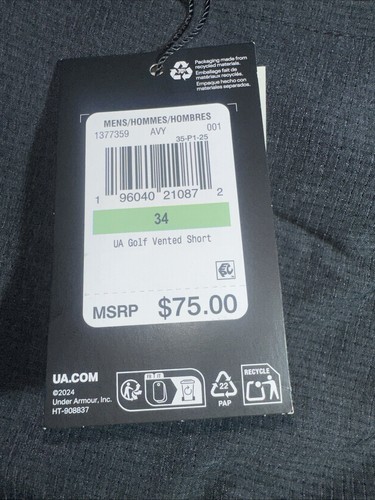 Men's Under Armour Storm Golf Vented Shorts Size 34 Black 10" Inseam MSRP $75 - Picture 15 of 15
