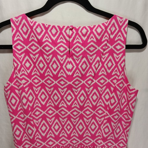 346 Brooks Brothers Etuikleid Größe 12 Zierlich Ärmellos Rosa Weiß Geometrisches Muster - Bild 5 von 5