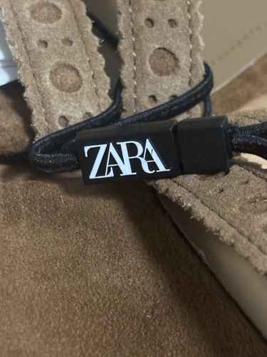 SANDALIAS DESLIZANTES PLANAS DE GAMUZA DIVIDIDA ZARA PARA MUJER. MARRÓN. Talla 9. 40 euros. NUEVO. - Imagen 13 de 16