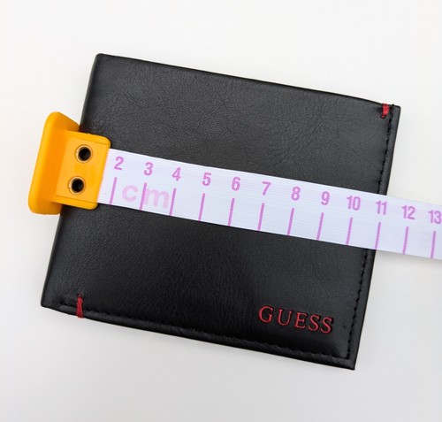 GUESS Men's Bifold Leather Wallet — Black with Red Logo & Embroidered Accents - Picture 10 of 11