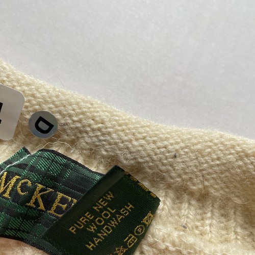 Vintage McKennas Pullover Herren XL creme Wolle dick gerippt Handstrick England Rollkragen - Bild 6 von 9