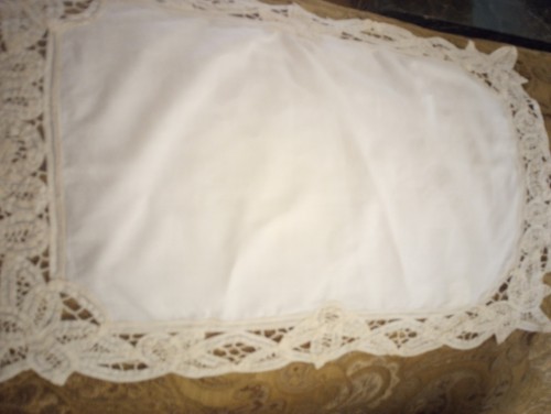 Ecru Doily Boutique Round Table Cloth 3 Sq Scarfs with Ivory Cotton Fabric Vtg - Picture 9 of 10