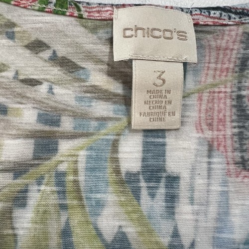 Camiseta Top Chico’s Estampado Floral Mujer Manga Raglán Transparente Tropical Playa XL - Imagen 11 de 13