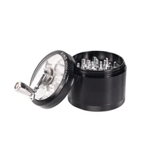 4 Layer Transparent Top Cover Hand Crank Grinder Herb&Spice Tobacco Grinder