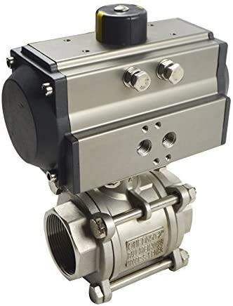 Three-Piece 2 inch Pneumatic Actuated Ball Valve Double Acting Globe Threaded... - Picture 5 of 9