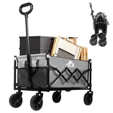 VOYSIGN COLLAPSIBLE WAGON FOLDING UTILITY CART 352LBS HEAVY-DUTY - Gray