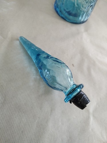 Empoli Genie Bottle Pale Blue Wave Design 21" Tall - Picture 6 of 9