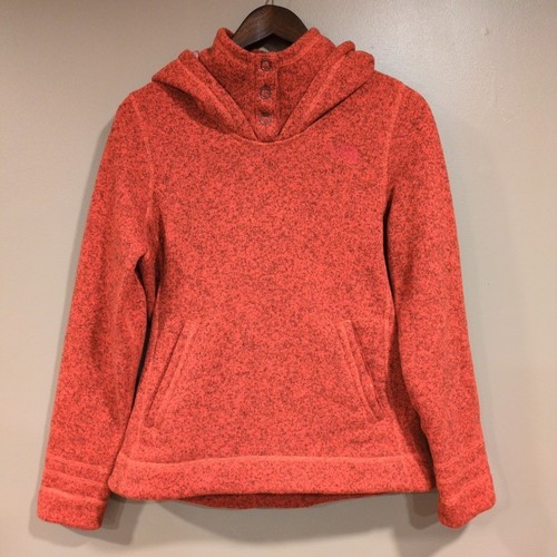 The North Face Women's Medium Crescent Sunset Fleece Hoodie Sweater Orange Red - Picture 3 of 13