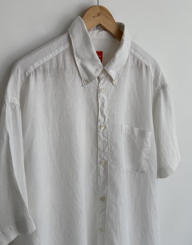 Hugo Boss Short Sleeve Shirt 100% Linen Bright White XL - Picture 6 of 13